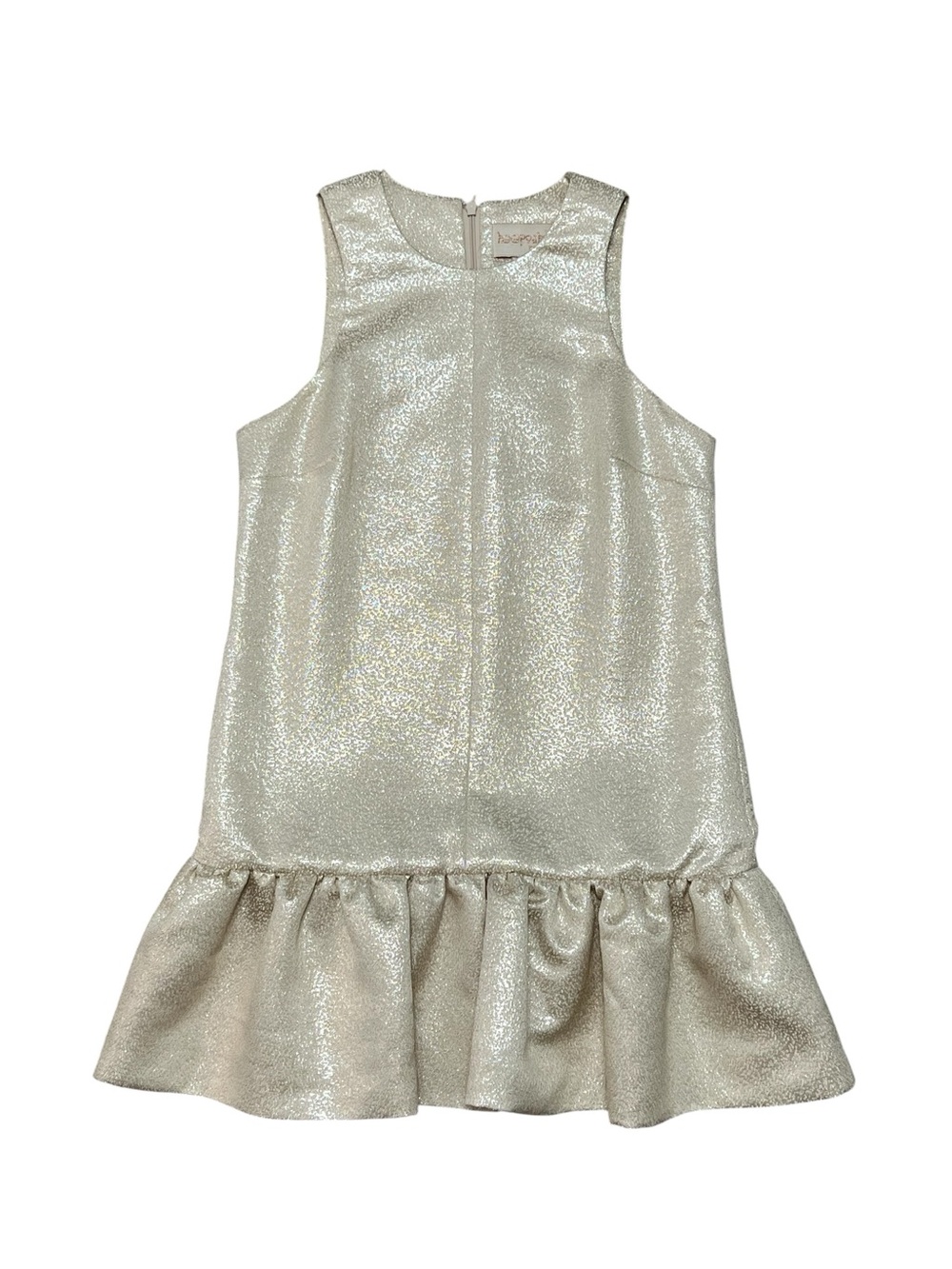 KEEPSAKE THE LABEL VINTAGE sleeveless crm metallic gold drop waist mini dress S